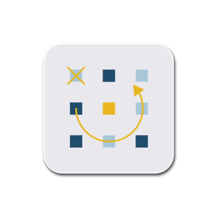 Plaid Arrow Yellow Blue Key Rubber Square Coaster (4 pack) 