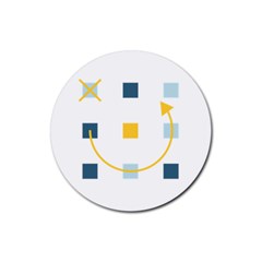 Plaid Arrow Yellow Blue Key Rubber Coaster (round) 