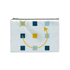 Plaid Arrow Yellow Blue Key Cosmetic Bag (medium)  by Mariart