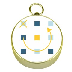 Plaid Arrow Yellow Blue Key Gold Compasses by Mariart