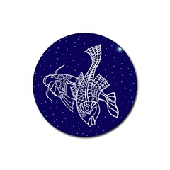 Pisces Zodiac Star Rubber Coaster (round) 