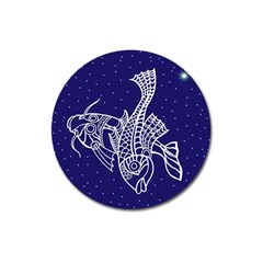 Pisces Zodiac Star Magnet 3  (round) by Mariart