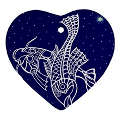 Pisces Zodiac Star Heart Ornament (two Sides) by Mariart