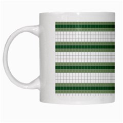 Plaid Line Green Line Horizontal White Mugs