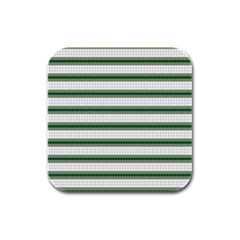 Plaid Line Green Line Horizontal Rubber Square Coaster (4 Pack)  by Mariart