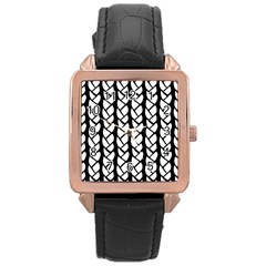 Ropes White Black Line Rose Gold Leather Watch  by Mariart