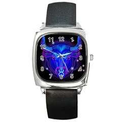 Sign Taurus Zodiac Square Metal Watch