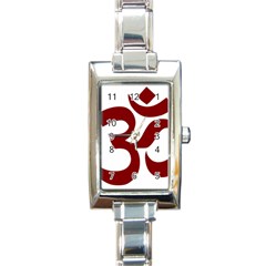 Hindu Om Symbol (Dark Red) Rectangle Italian Charm Watch