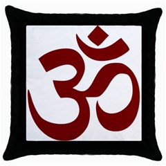 Hindu Om Symbol (Dark Red) Throw Pillow Case (Black)