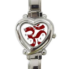 Hindu Om Symbol (Dark Red) Heart Italian Charm Watch