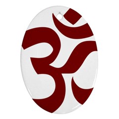 Hindu Om Symbol (Dark Red) Oval Ornament (Two Sides)