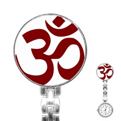 Hindu Om Symbol (Dark Red) Stainless Steel Nurses Watch