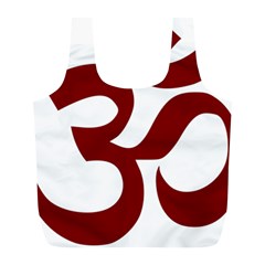 Hindu Om Symbol (Dark Red) Full Print Recycle Bags (L) 