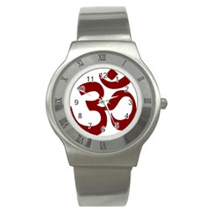 Hindu Om Symbol (dark Red) Stainless Steel Watch by abbeyz71