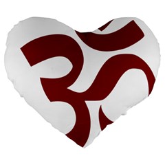 Hindu Om Symbol (dark Red) Large 19  Premium Heart Shape Cushions by abbeyz71