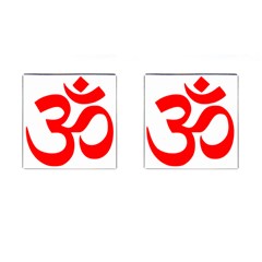 Hindu Om Symbol (Red) Cufflinks (Square)