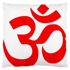 Hindu Om Symbol (Red) Large Flano Cushion Case (One Side)