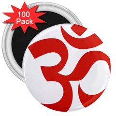Hindu Om Symbol (red) 3  Magnets (100 Pack) by abbeyz71