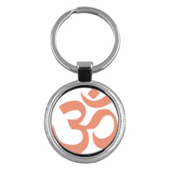 Hindu Om Symbol (Salmon) Key Chains (Round) 