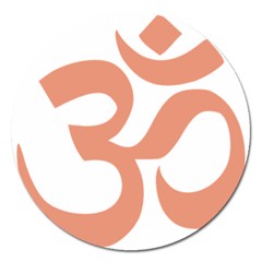 Hindu Om Symbol (Salmon) Magnet 5  (Round)