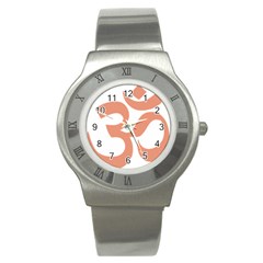 Hindu Om Symbol (salmon) Stainless Steel Watch by abbeyz71