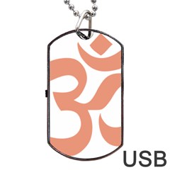 Hindu Om Symbol (Salmon) Dog Tag USB Flash (One Side)