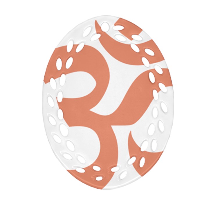 Hindu Om Symbol (Salmon) Ornament (Oval Filigree)