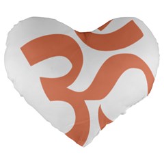Hindu Om Symbol (Salmon) Large 19  Premium Heart Shape Cushions