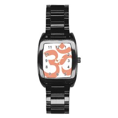 Hindu Om Symbol (Salmon) Stainless Steel Barrel Watch