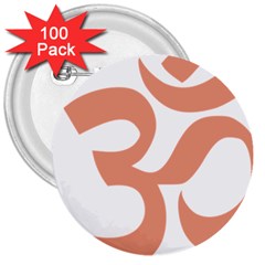 Hindu Om Symbol (salmon) 3  Buttons (100 Pack)  by abbeyz71