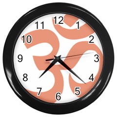 Hindu Om Symbol (Salmon) Wall Clocks (Black)