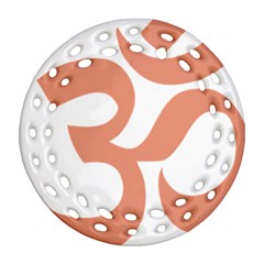 Hindu Om Symbol (Salmon) Round Filigree Ornament (Two Sides)