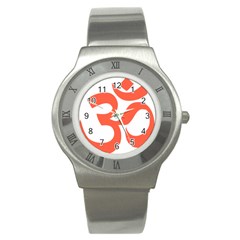 Hindu Om Symbol (peach) Stainless Steel Watch by abbeyz71