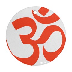 Hindu Om Symbol (peach) Round Ornament (two Sides) by abbeyz71