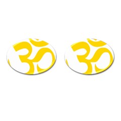 Hindu Om Symbol (yellow) Cufflinks (oval) by abbeyz71