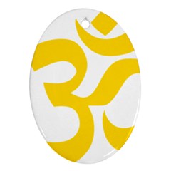 Hindu Om Symbol (yellow) Oval Ornament (two Sides) by abbeyz71