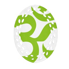 Hindu Om Symbol (lime Green) Oval Filigree Ornament (two Sides) by abbeyz71