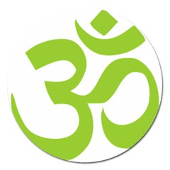 Hindu Om Symbol (lime Green) Magnet 5  (round) by abbeyz71