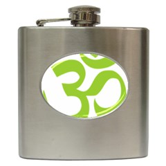 Hindu Om Symbol (lime Green) Hip Flask (6 Oz) by abbeyz71