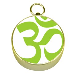 Hindu Om Symbol (lime Green) Gold Compasses