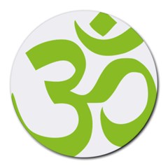 Hindu Om Symbol (lime Green) Round Mousepads by abbeyz71
