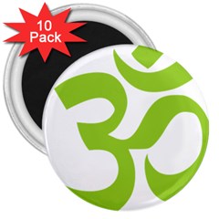 Hindu Om Symbol (lime Green) 3  Magnets (10 Pack)  by abbeyz71