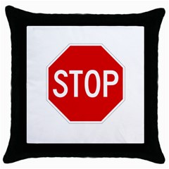 Stop Sign Throw Pillow Case (black) by Valentinaart