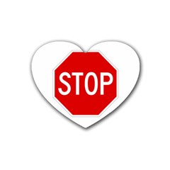 Stop Sign Rubber Coaster (heart)  by Valentinaart