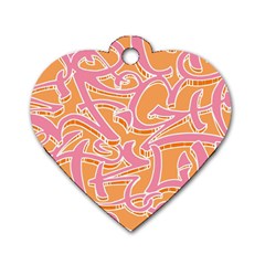 Abc Graffiti Dog Tag Heart (two Sides) by Nexatart