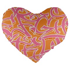 Abc Graffiti Large 19  Premium Flano Heart Shape Cushions by Nexatart