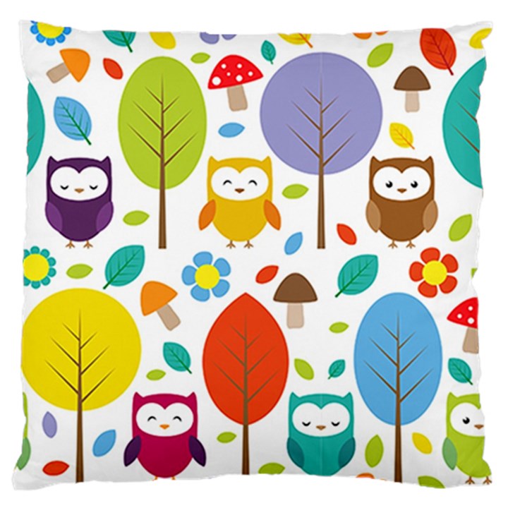 Cute Owl Large Flano Cushion Case (One Side)