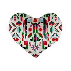 Abstract Peacock Standard 16  Premium Flano Heart Shape Cushions by Nexatart