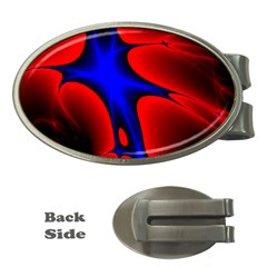 Space Red Blue Black Line Light Money Clips (oval) 