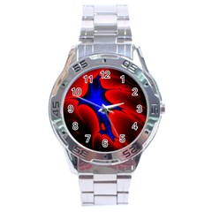 Space Red Blue Black Line Light Stainless Steel Analogue Watch